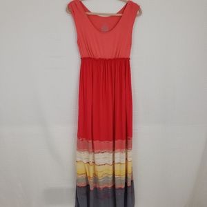 Liz Lange Dress Lightweight Maxi Tank Dress Coral Gray size Small Boho Comfy